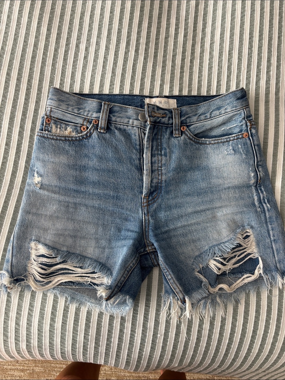 We The Free Distressed Light Blue Denim Jean Shorts